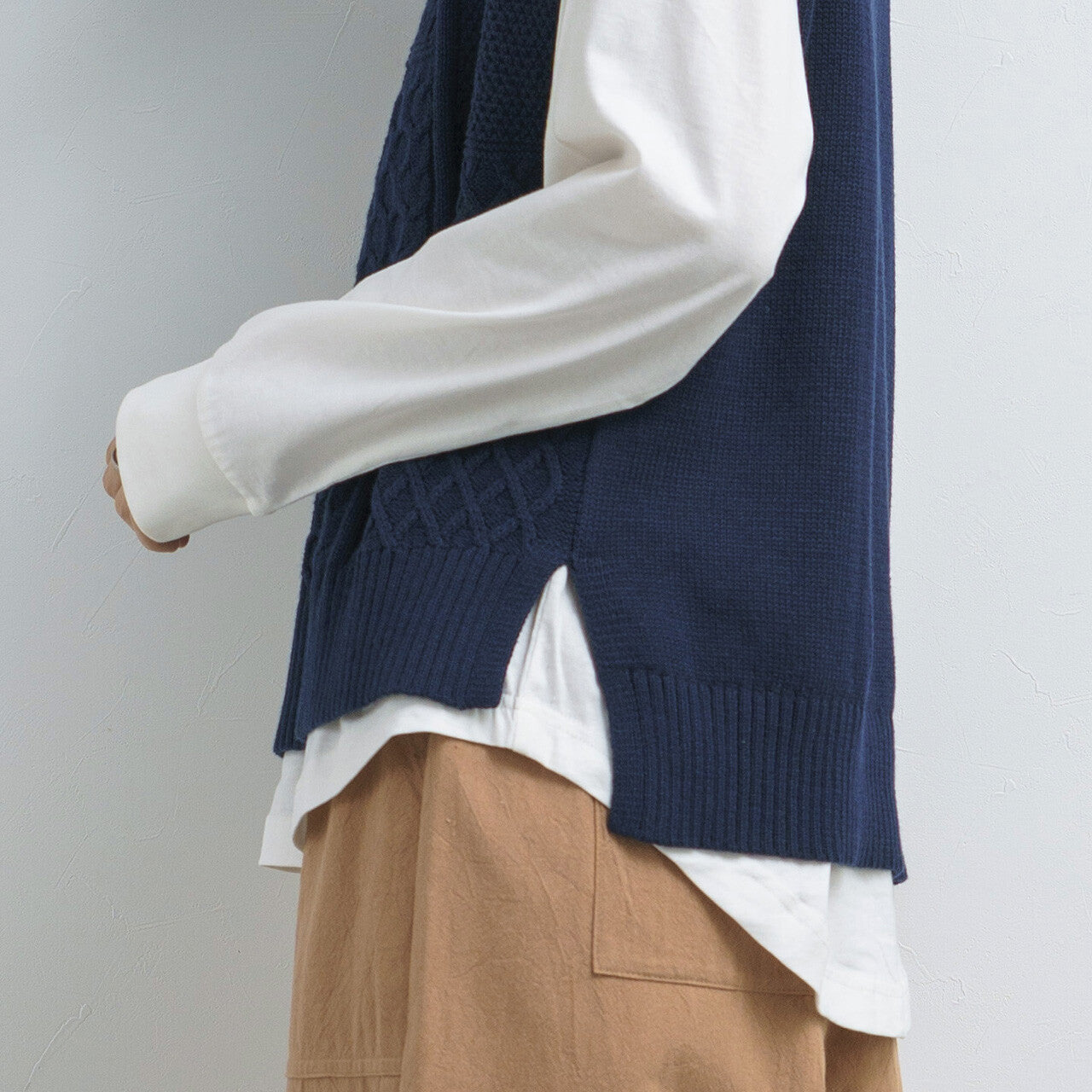 Cotton knitted vest shirt set