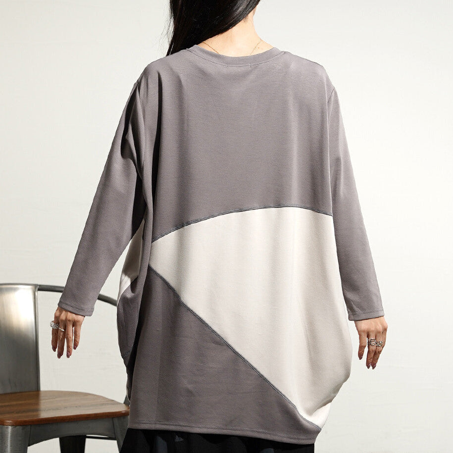Colorblock loose-fitting long top