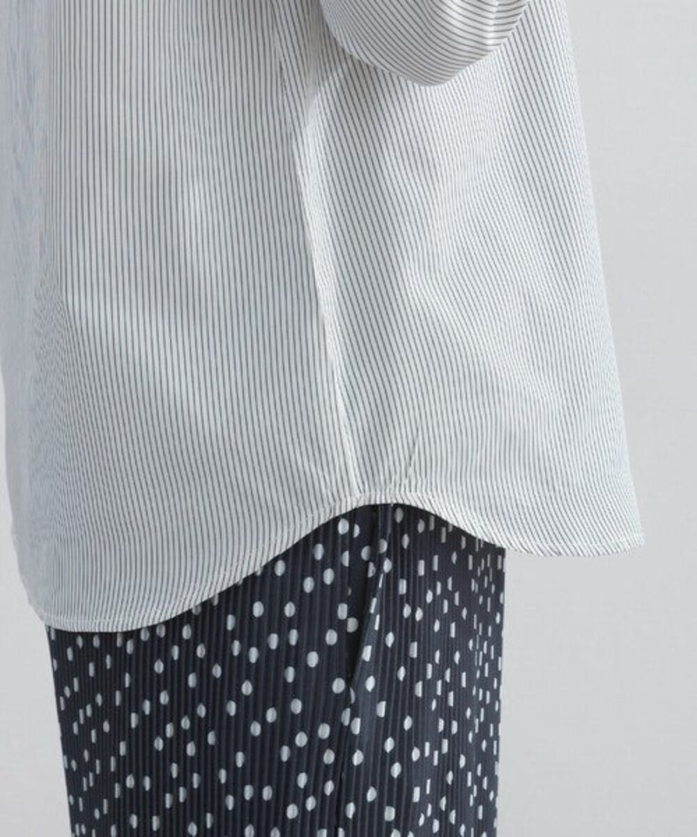 高領蕾絲條紋襯衫