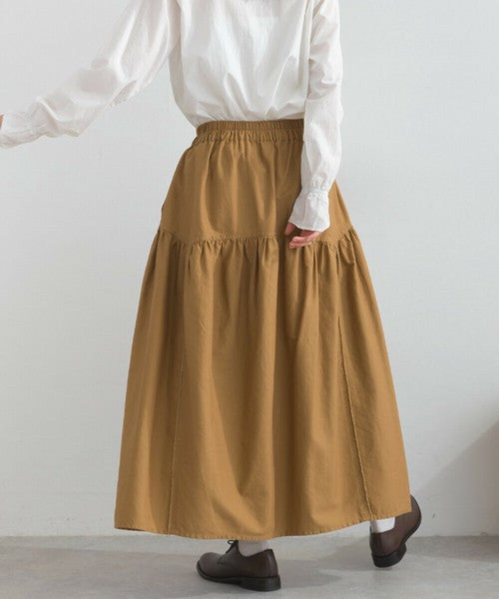 駝色水洗牛仔布半身裙