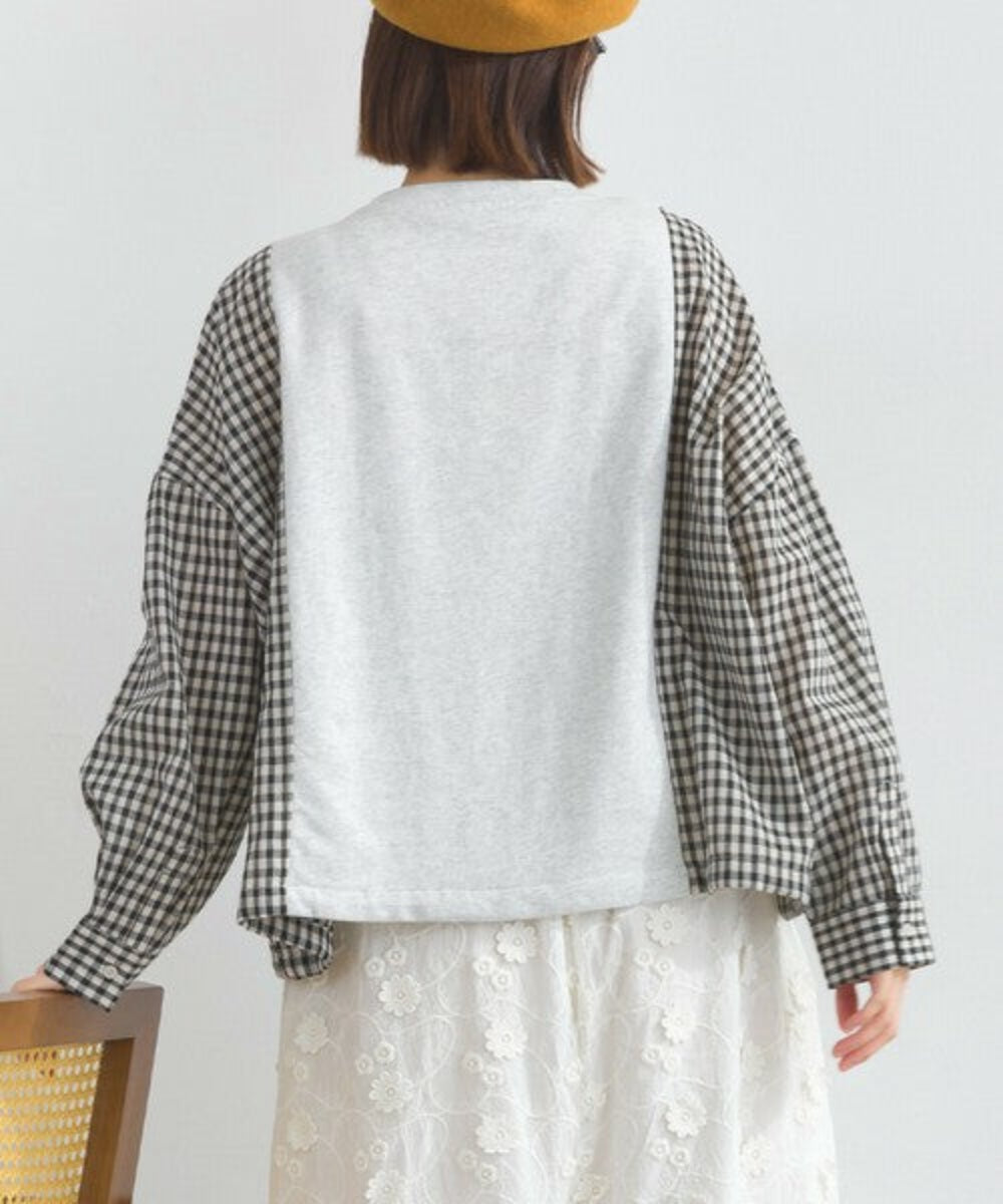 格紋拼布圓領襯衫