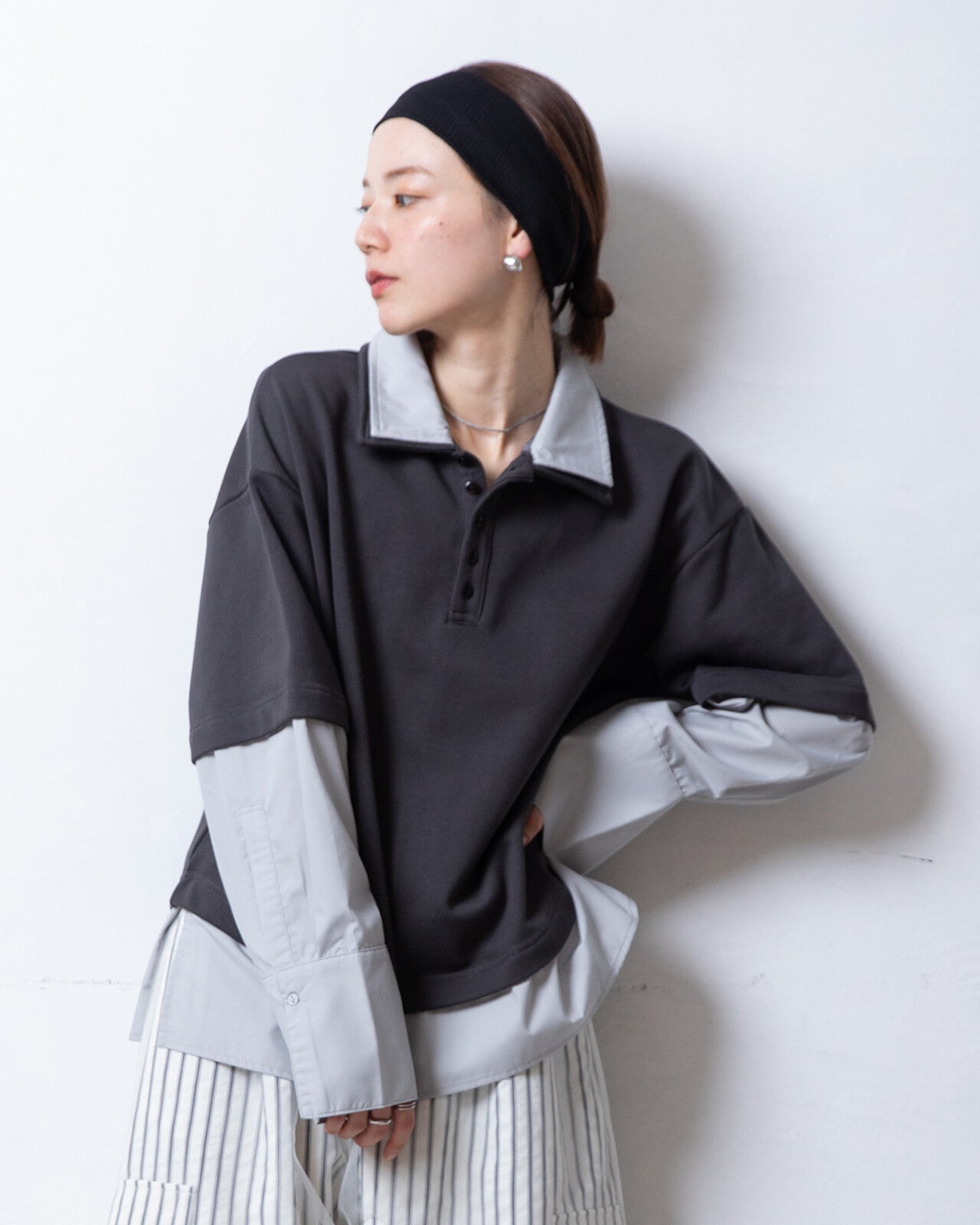 撞色假兩件Polo襯衫