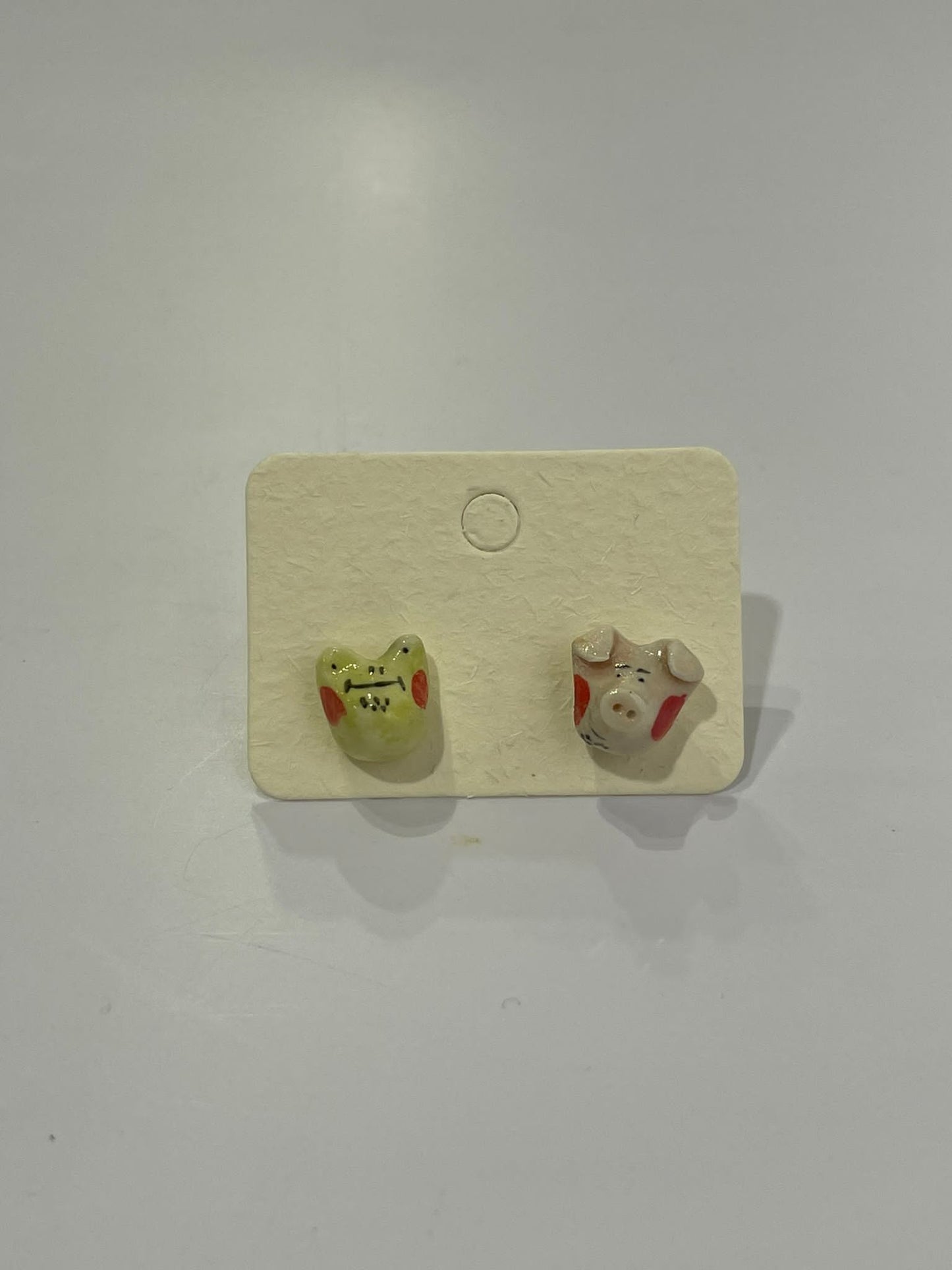 Porcelain earrings - three-dimensional animal head