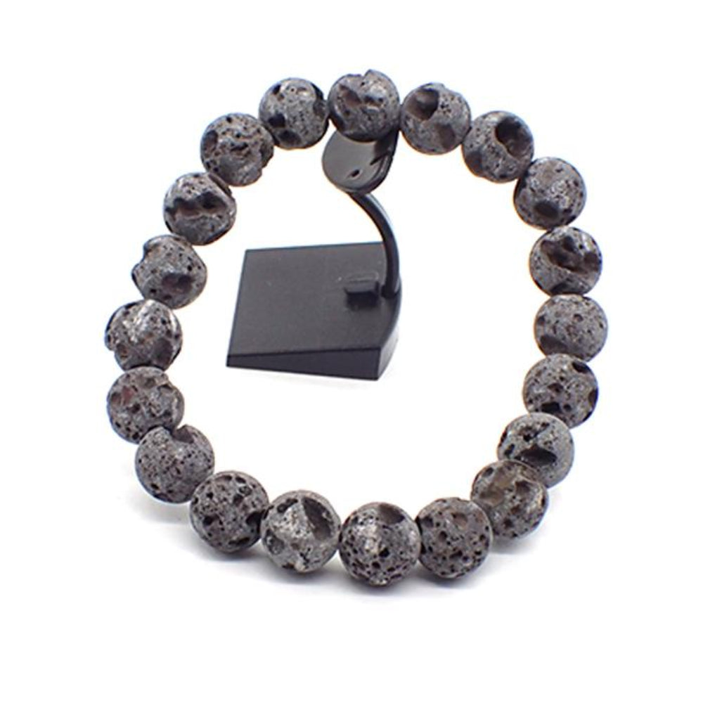 Japanese Mingshi Mishima Ancient Fuji Lava Bead Necklace-10mm