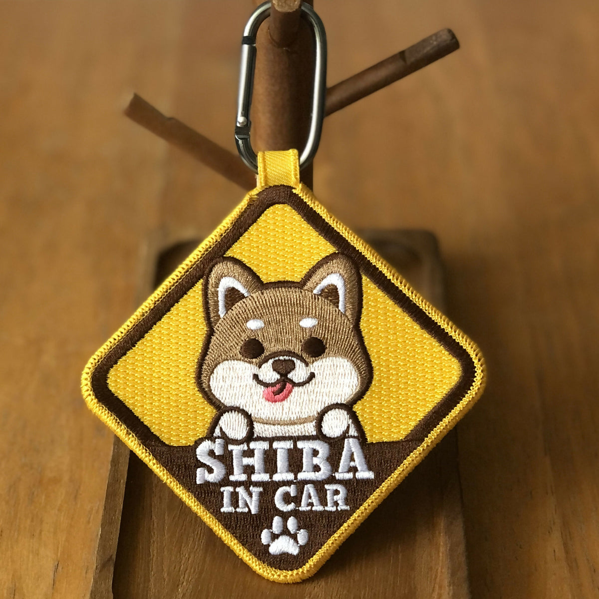 Shiba In Car Embroidery Tag