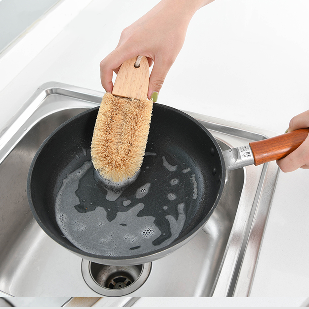 Natural coconut palm U-shaped pot brush