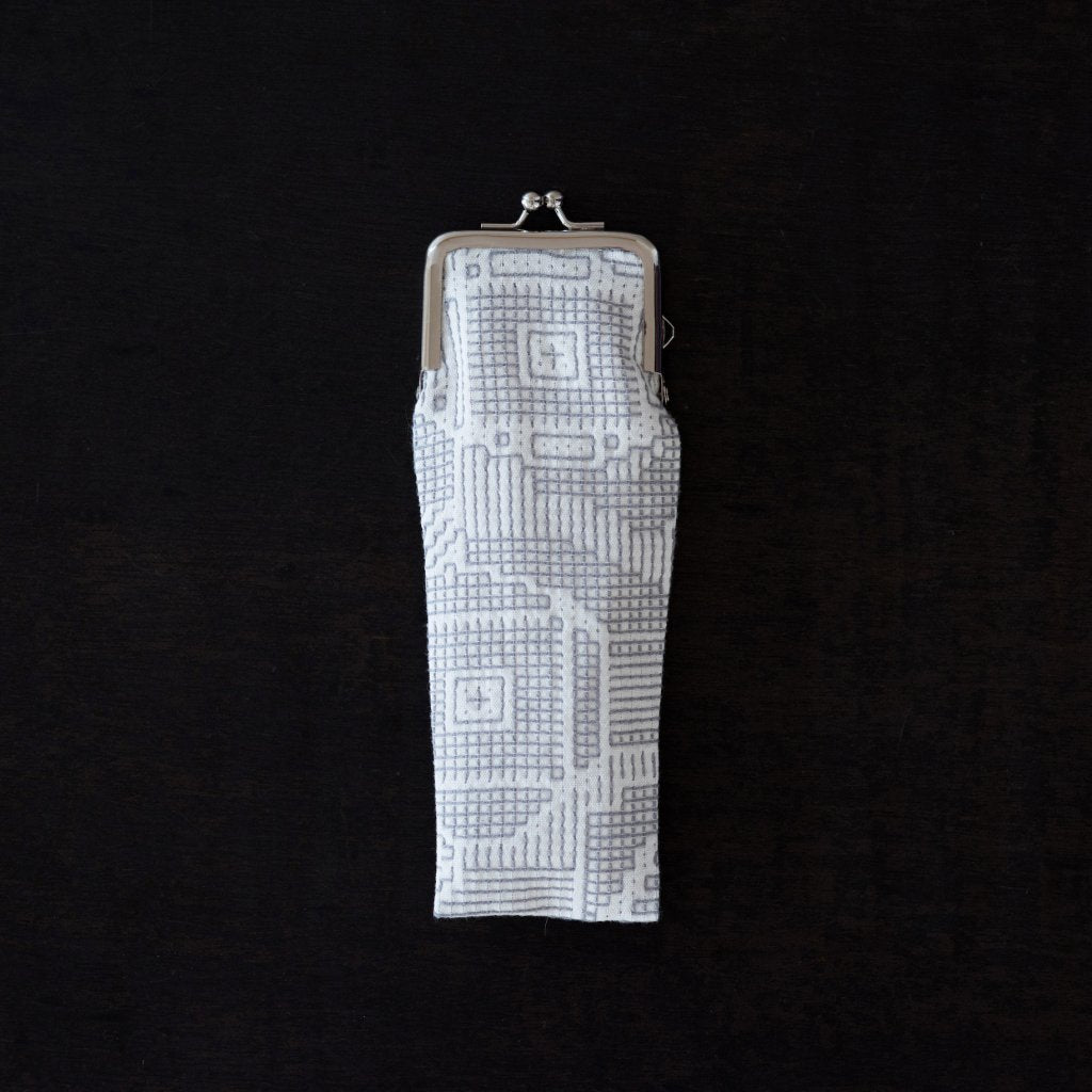 福島三和織物 刺子織長口金零錢包