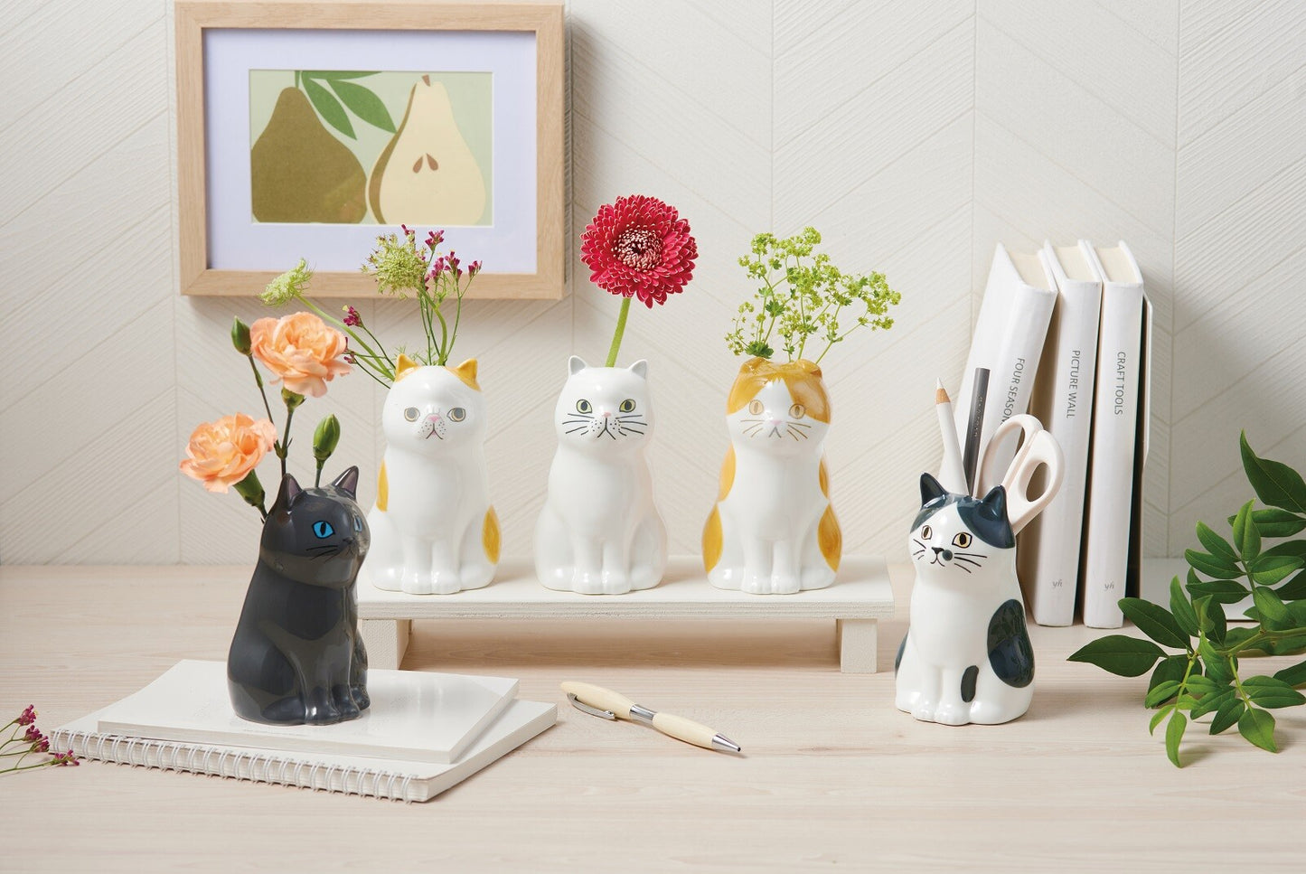 貓咪插花筆座