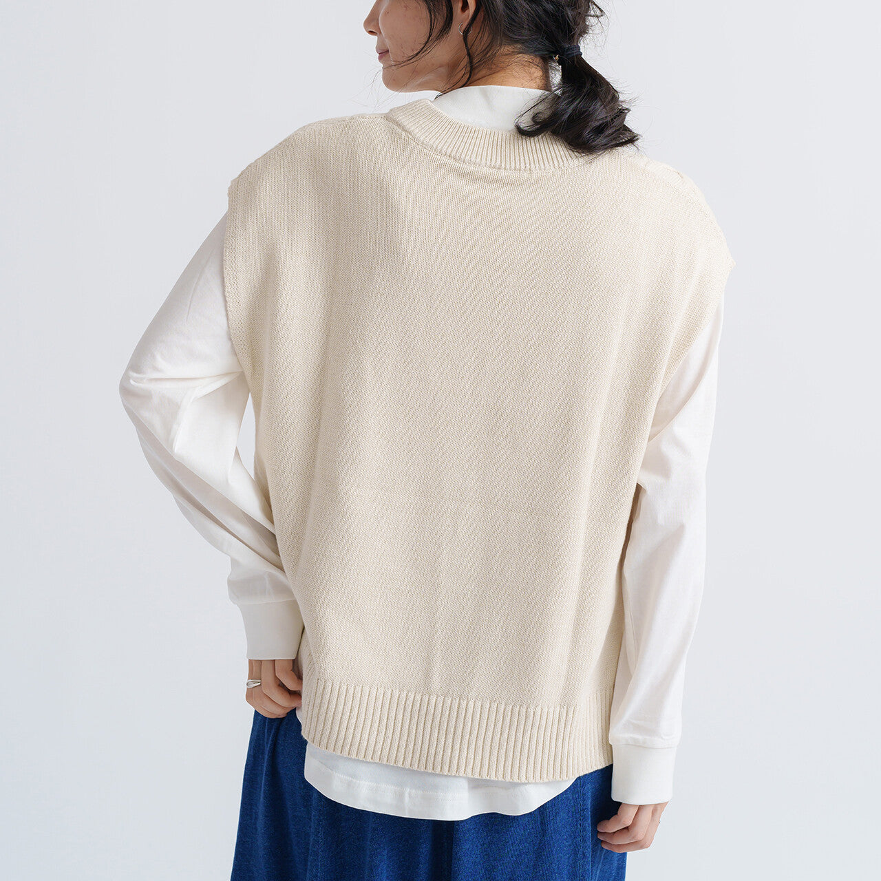 Cotton knitted vest shirt set 