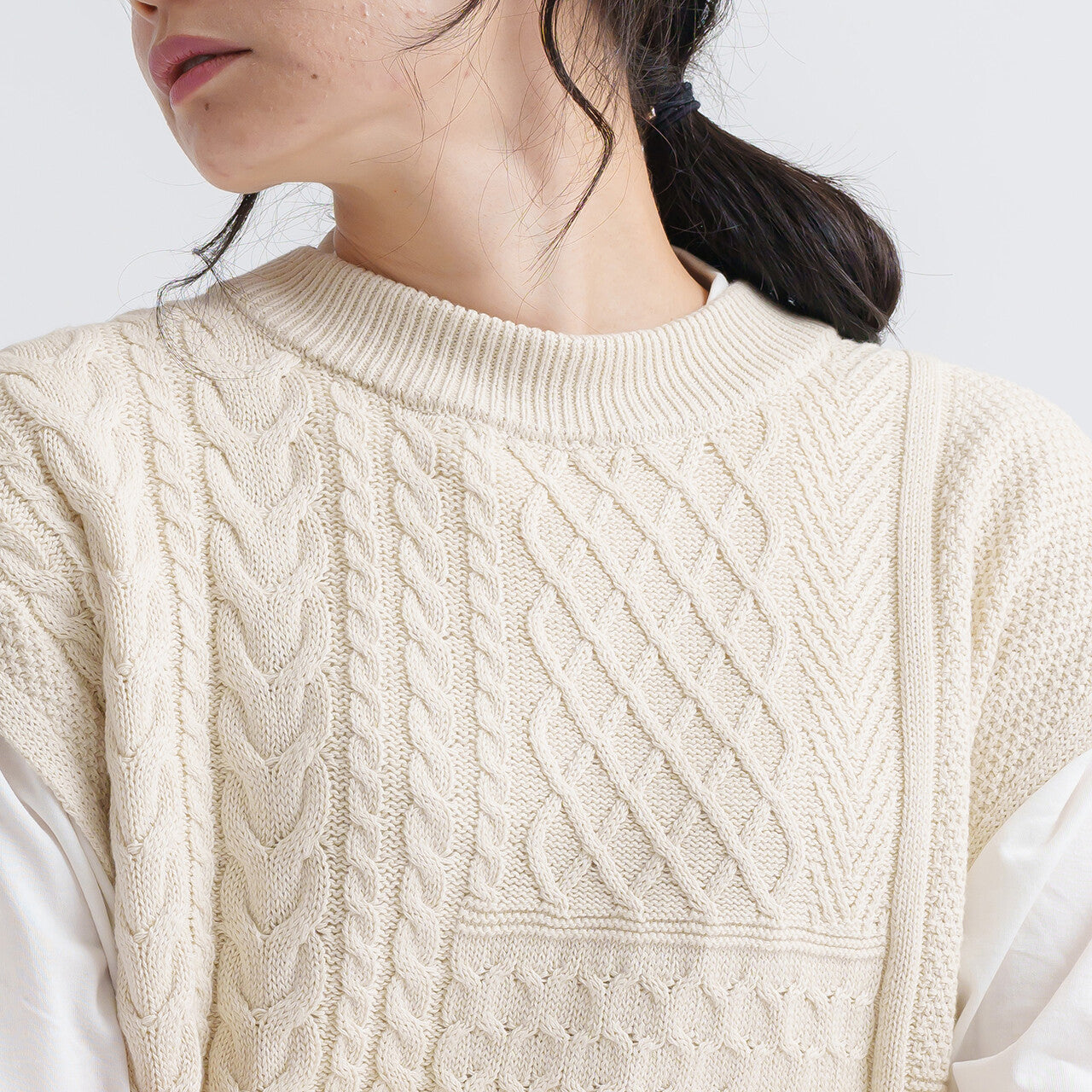 Cotton knitted vest shirt set 