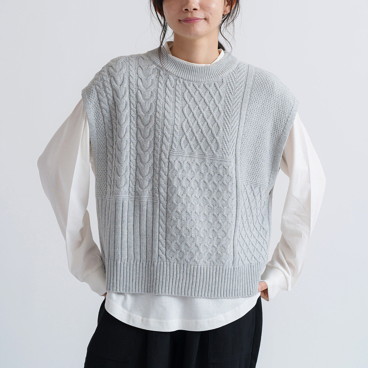 Cotton knitted vest shirt set 