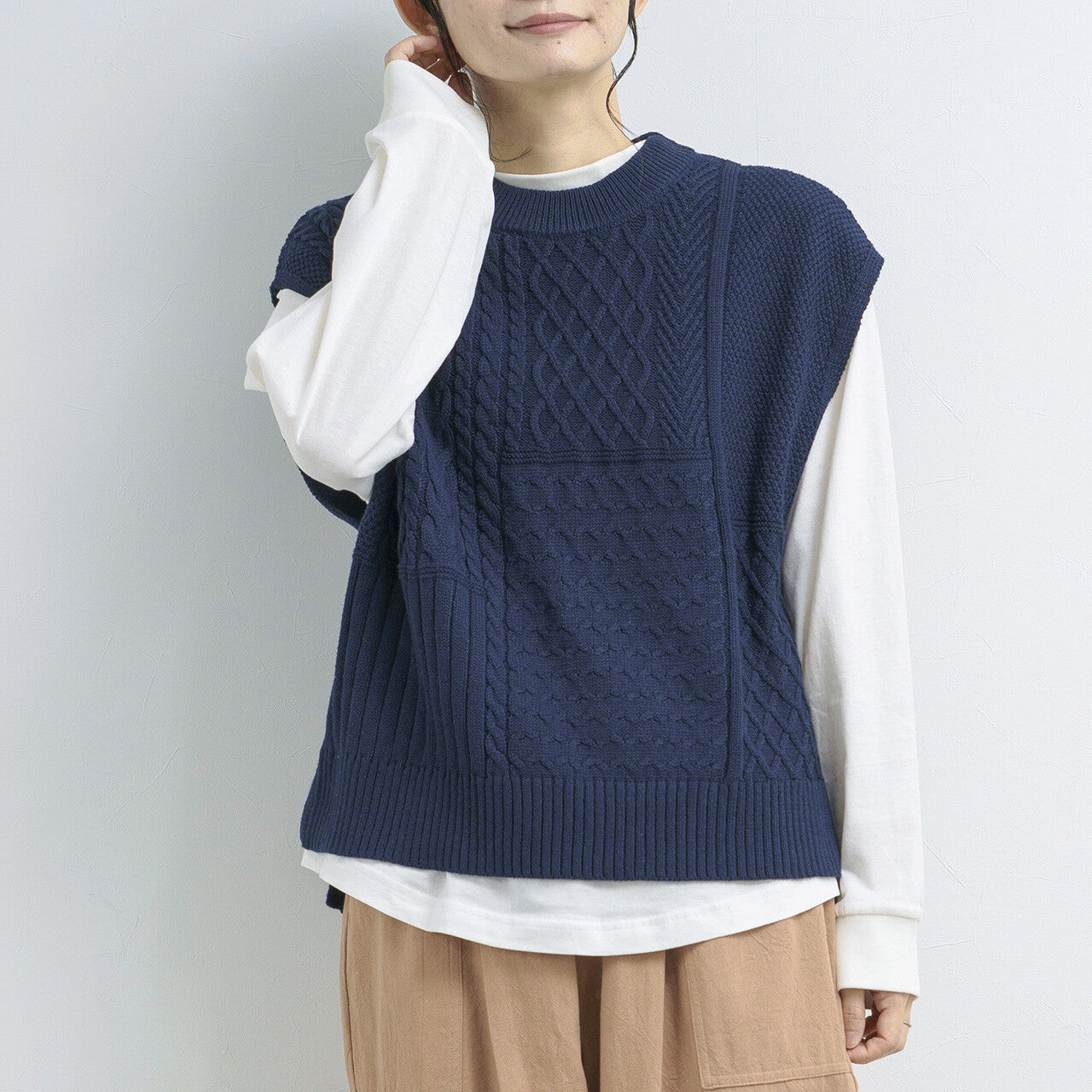 Cotton knitted vest shirt set 