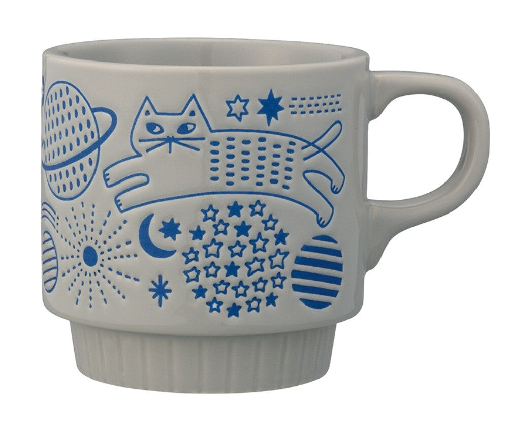 貓咪散步線條圖案馬克杯