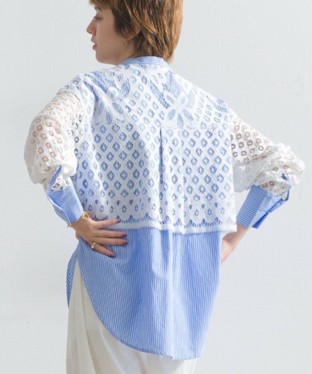 鏤空蕾絲假兩件襯衫