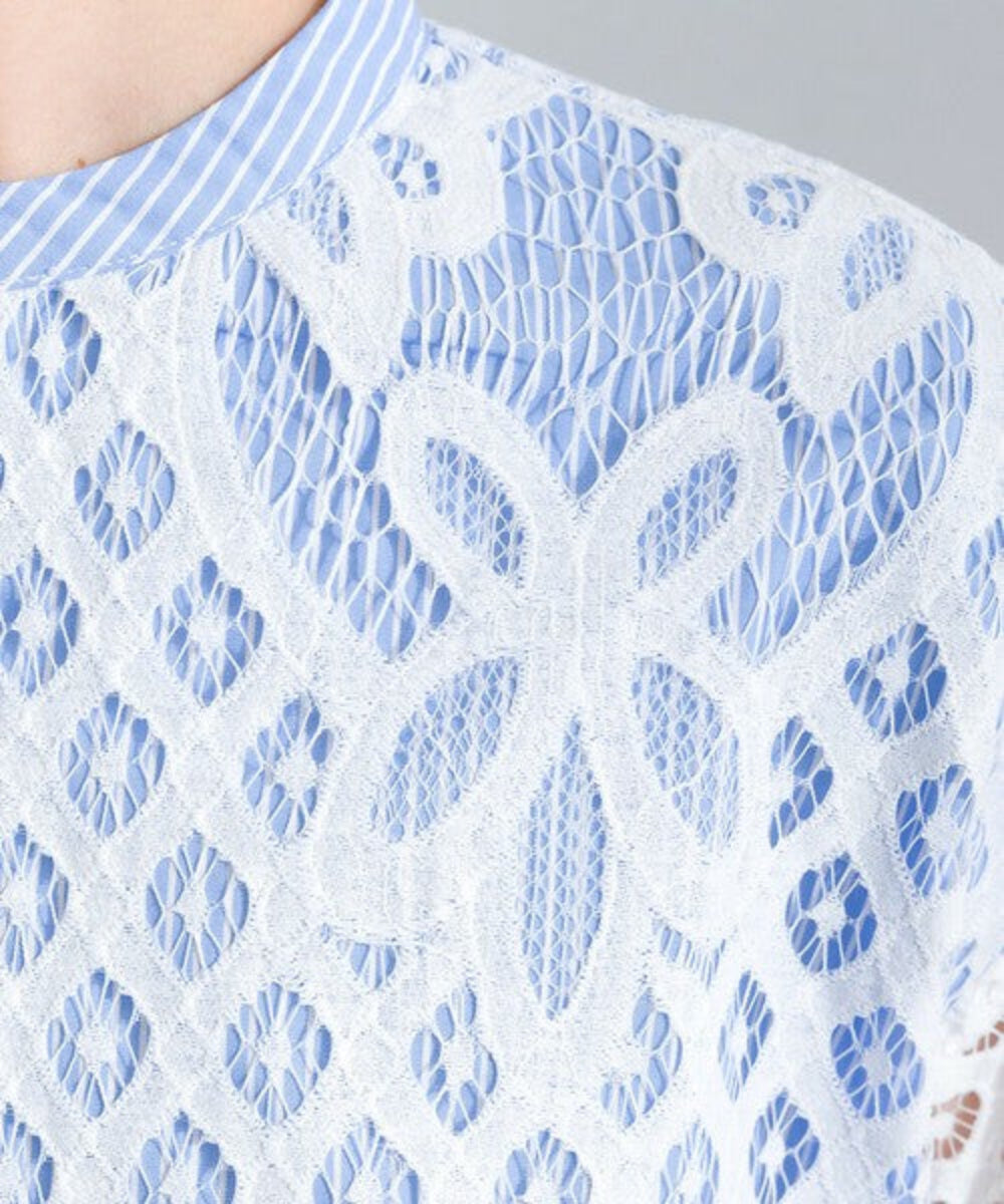 鏤空蕾絲假兩件襯衫