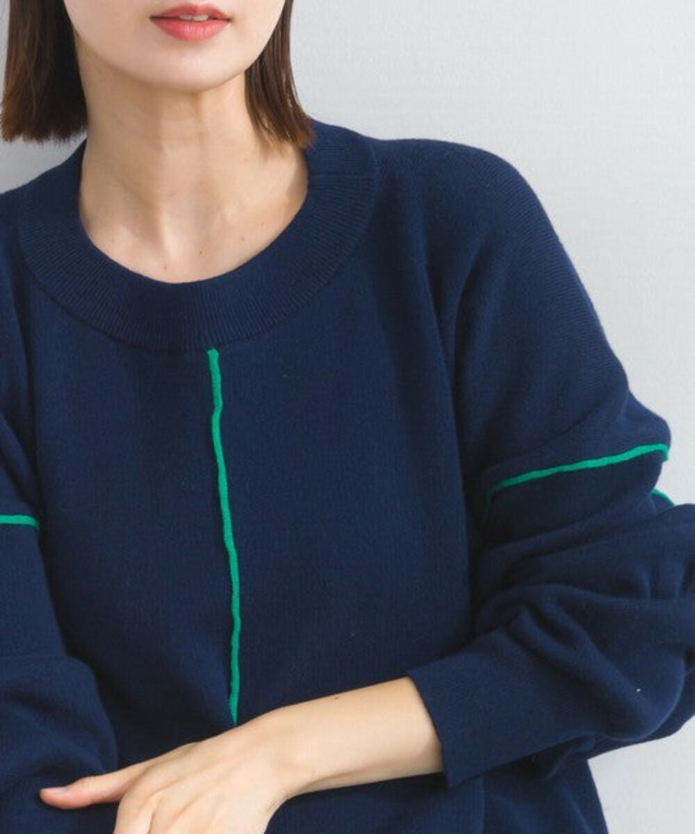 撞色滾邊闊身繭型上衣