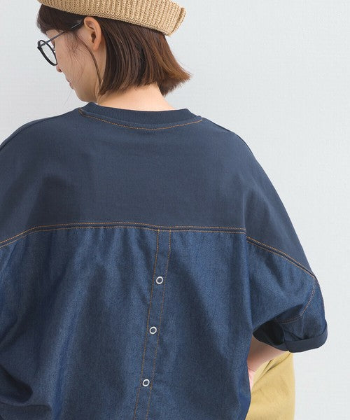 牛仔拼布闊身上衣