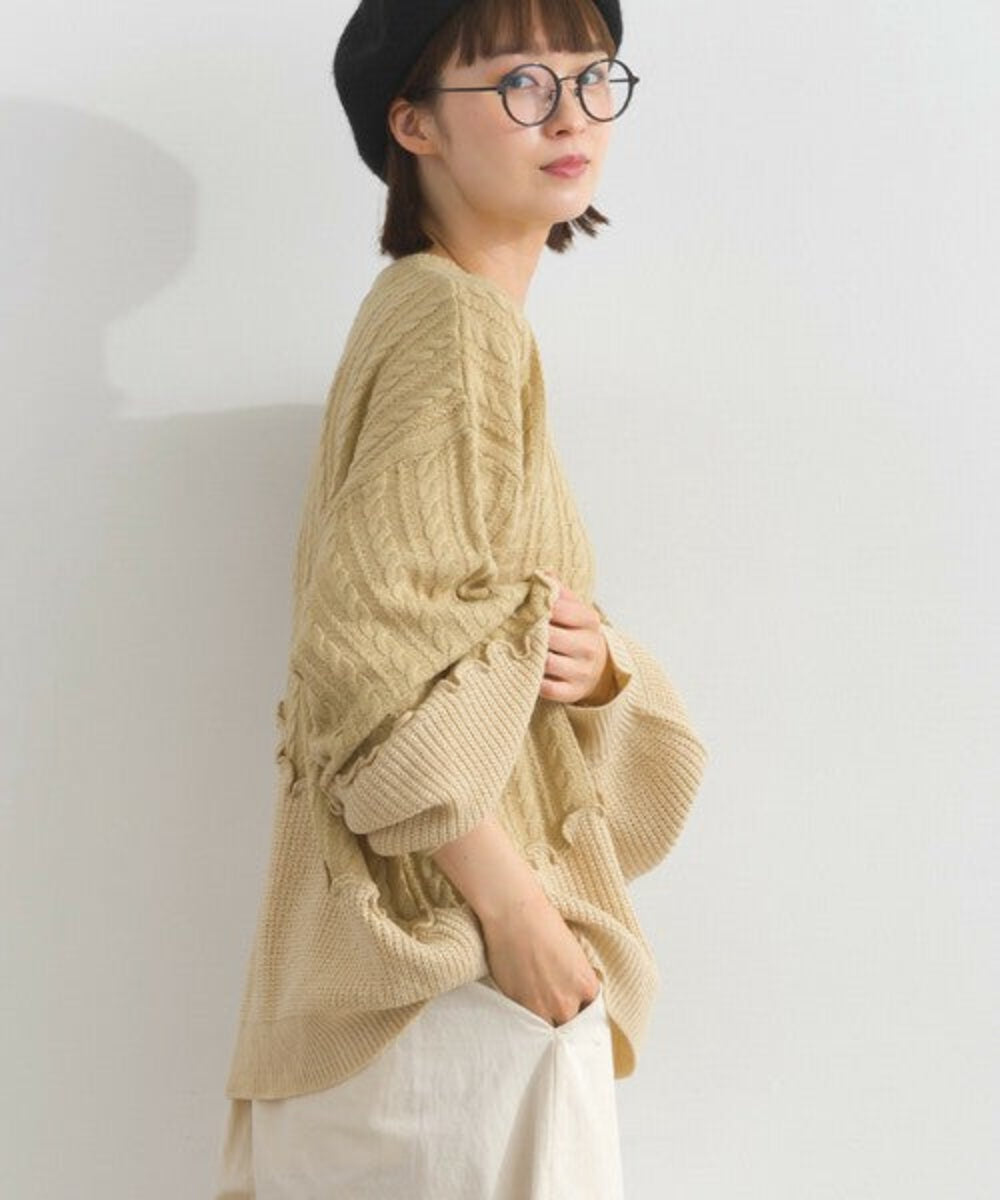 麻花針織拼接上衣