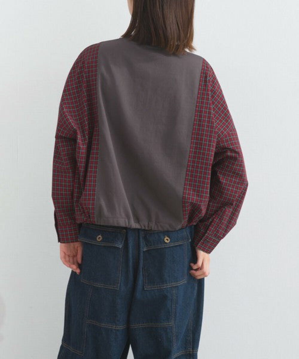 格紋拼布圓領襯衫