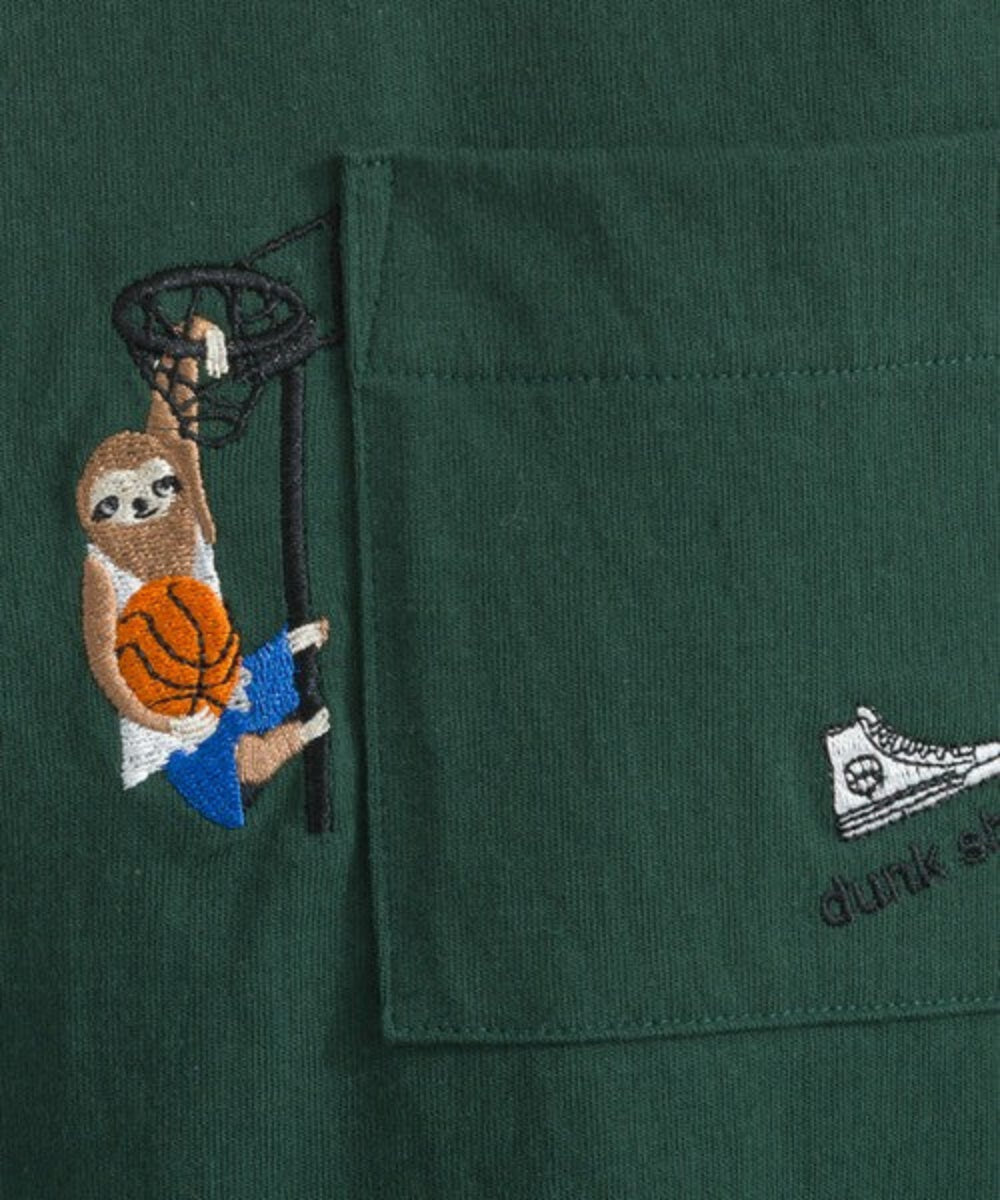 口袋動物圖案長袖 T-shirt