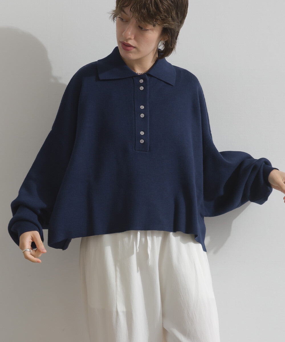 全針編織Polo領針織上衣