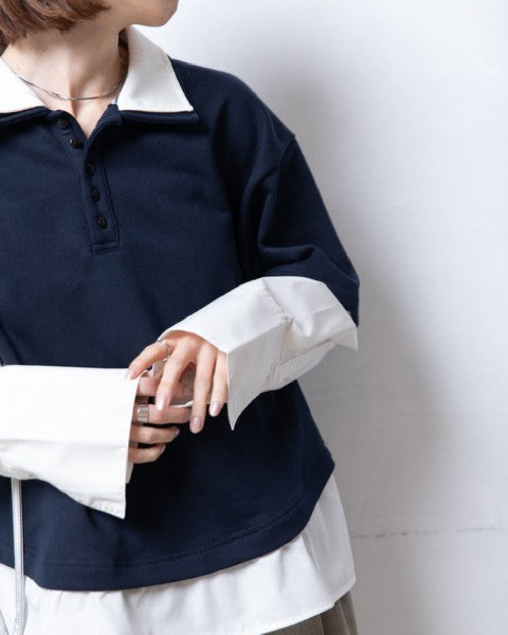 撞色假兩件Polo襯衫