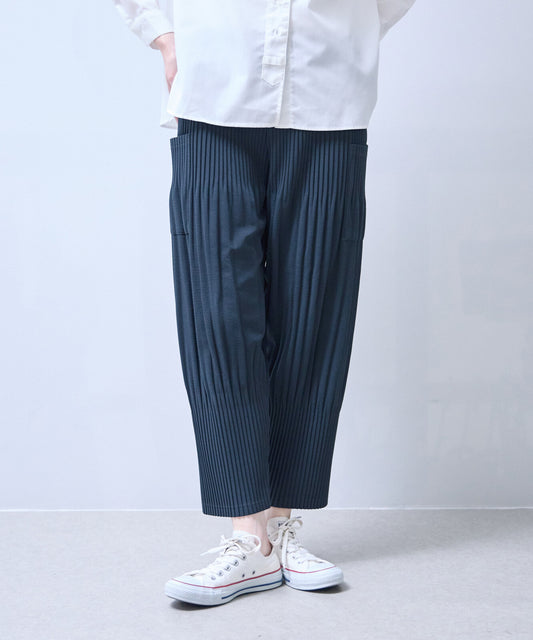 柔軟褶襉寬鬆七分褲