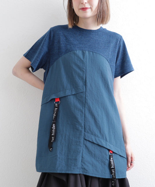 拼布長身短袖 T-shirt