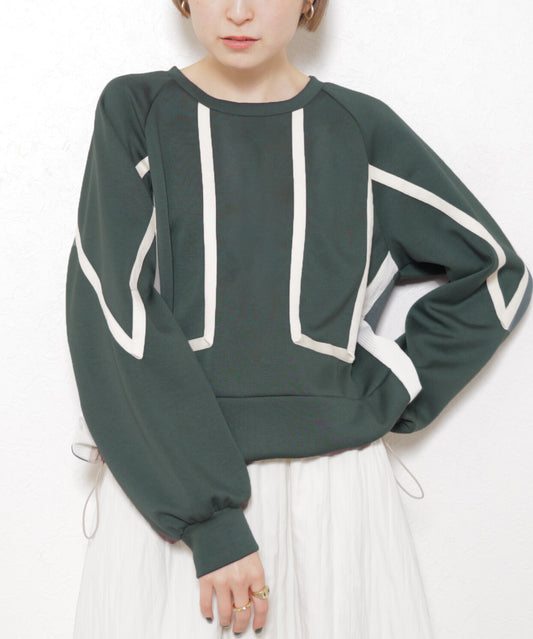 抽繩下擺方形織帶圖案衛衣