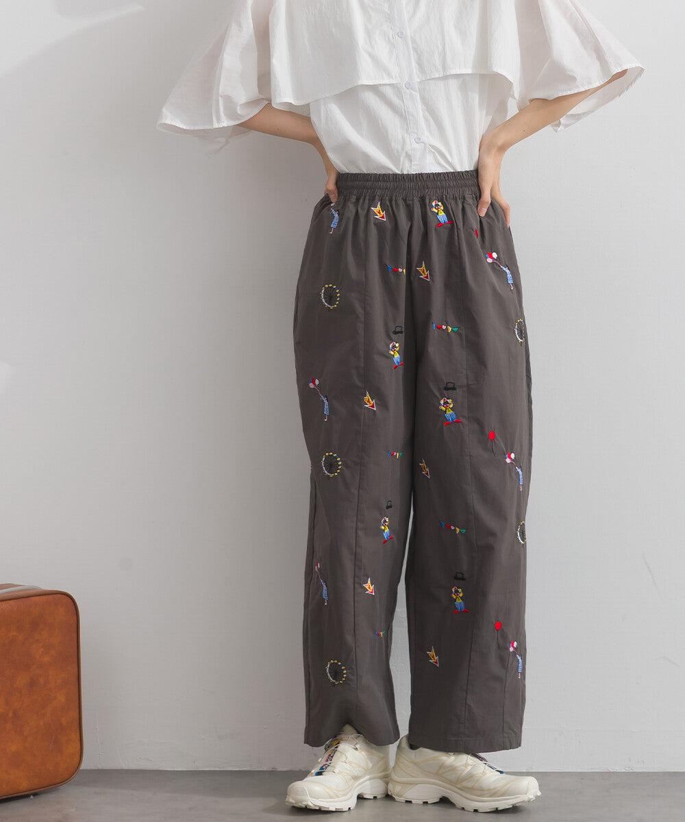 馬戲團主題刺繡圖案長褲