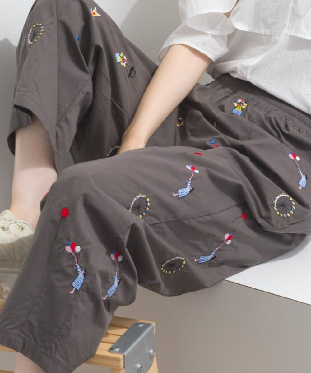馬戲團主題刺繡圖案長褲