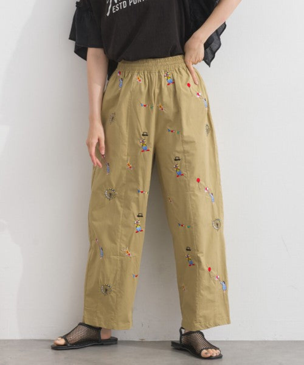 馬戲團主題刺繡圖案長褲