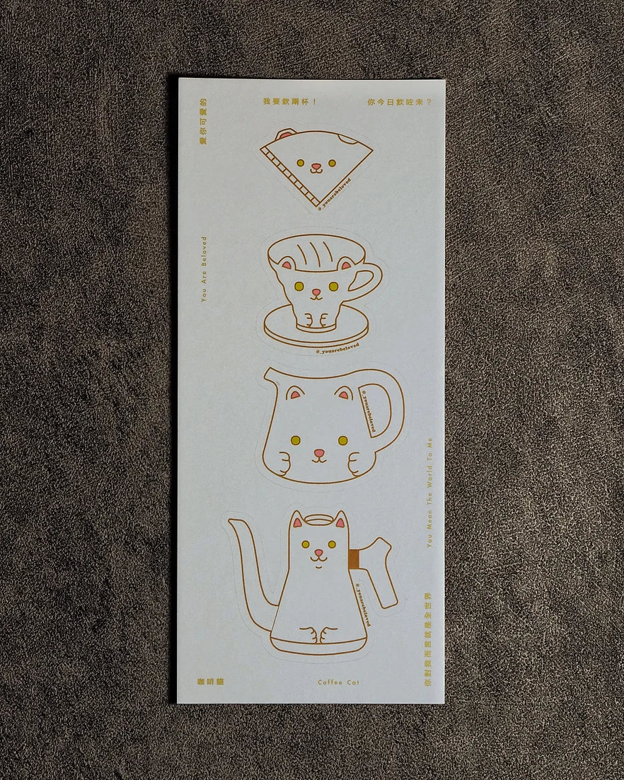 咖啡貓貼紙明信片