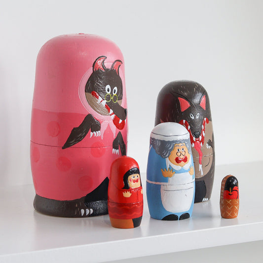 小紅帽童話故事木製套娃