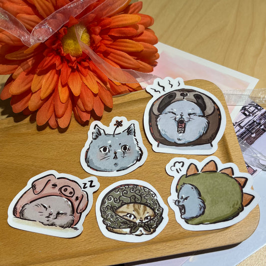 【MochiMao麻糬貓】「喵氏」防水小貼紙 set（５張）