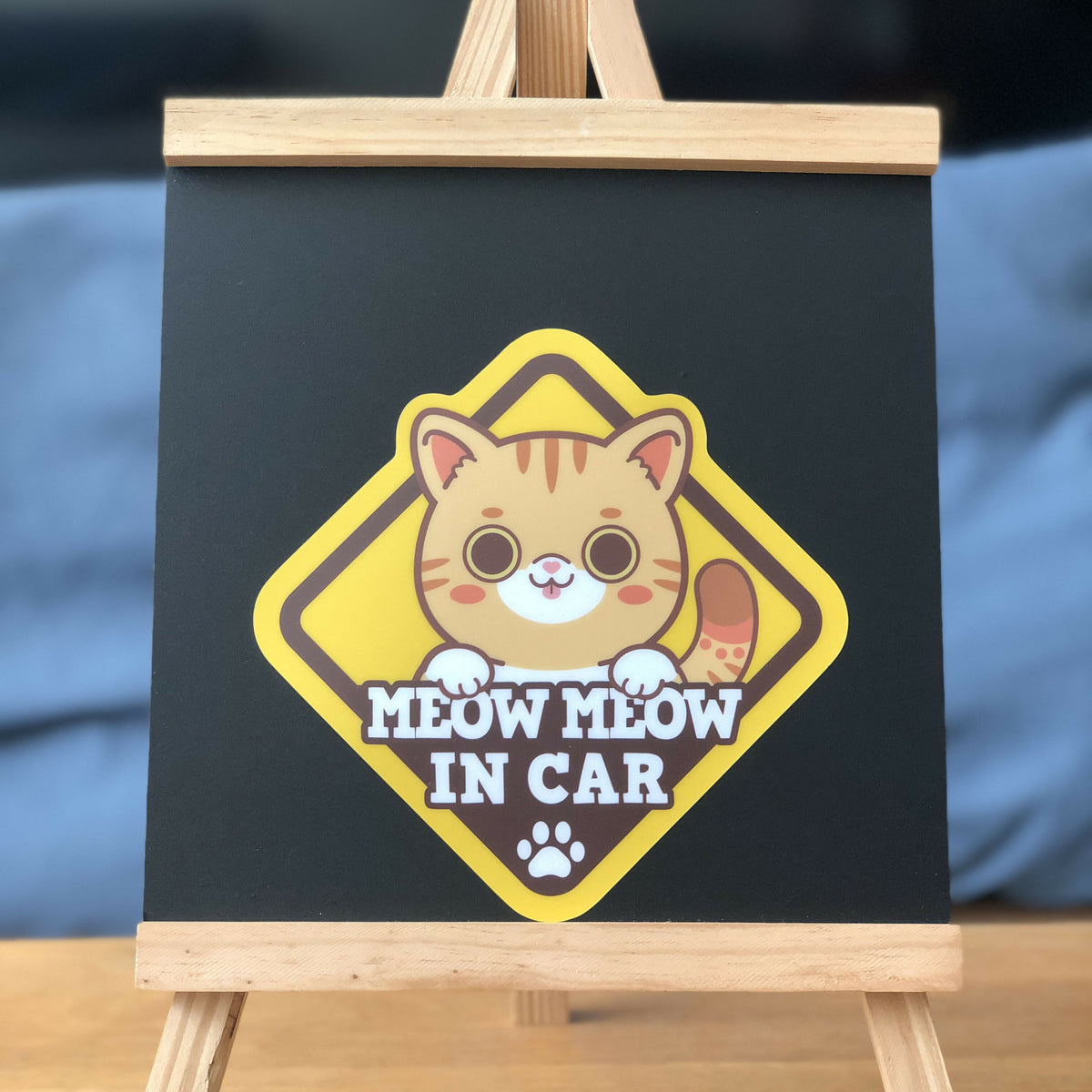 In Car Yellow Tabby Sticker