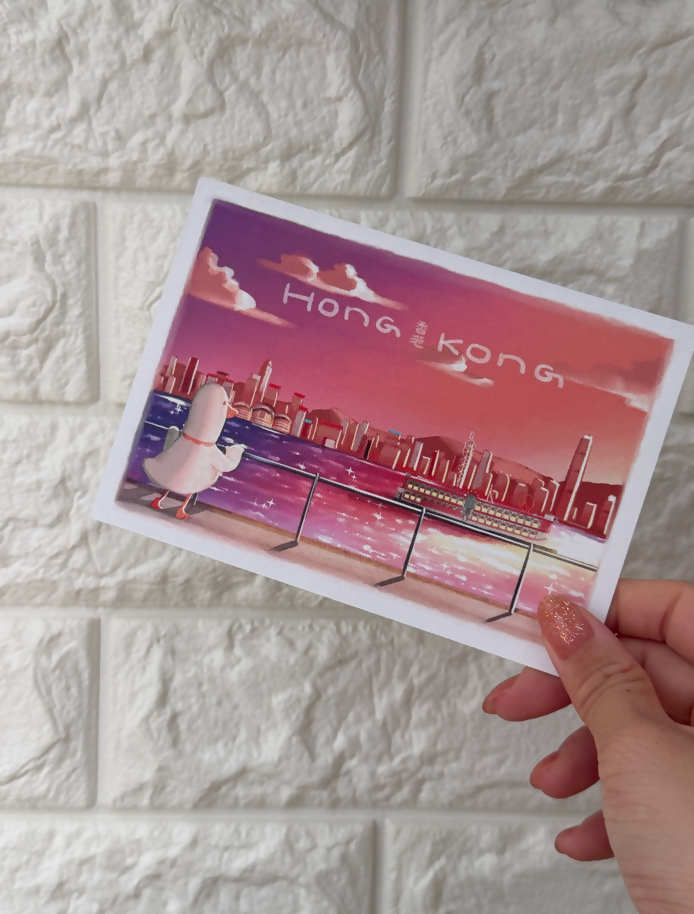 維多利亞港 sunset （Postcard)