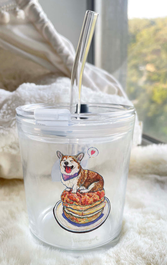 Sharonng Art 狗狗菠蘿油玻璃杯