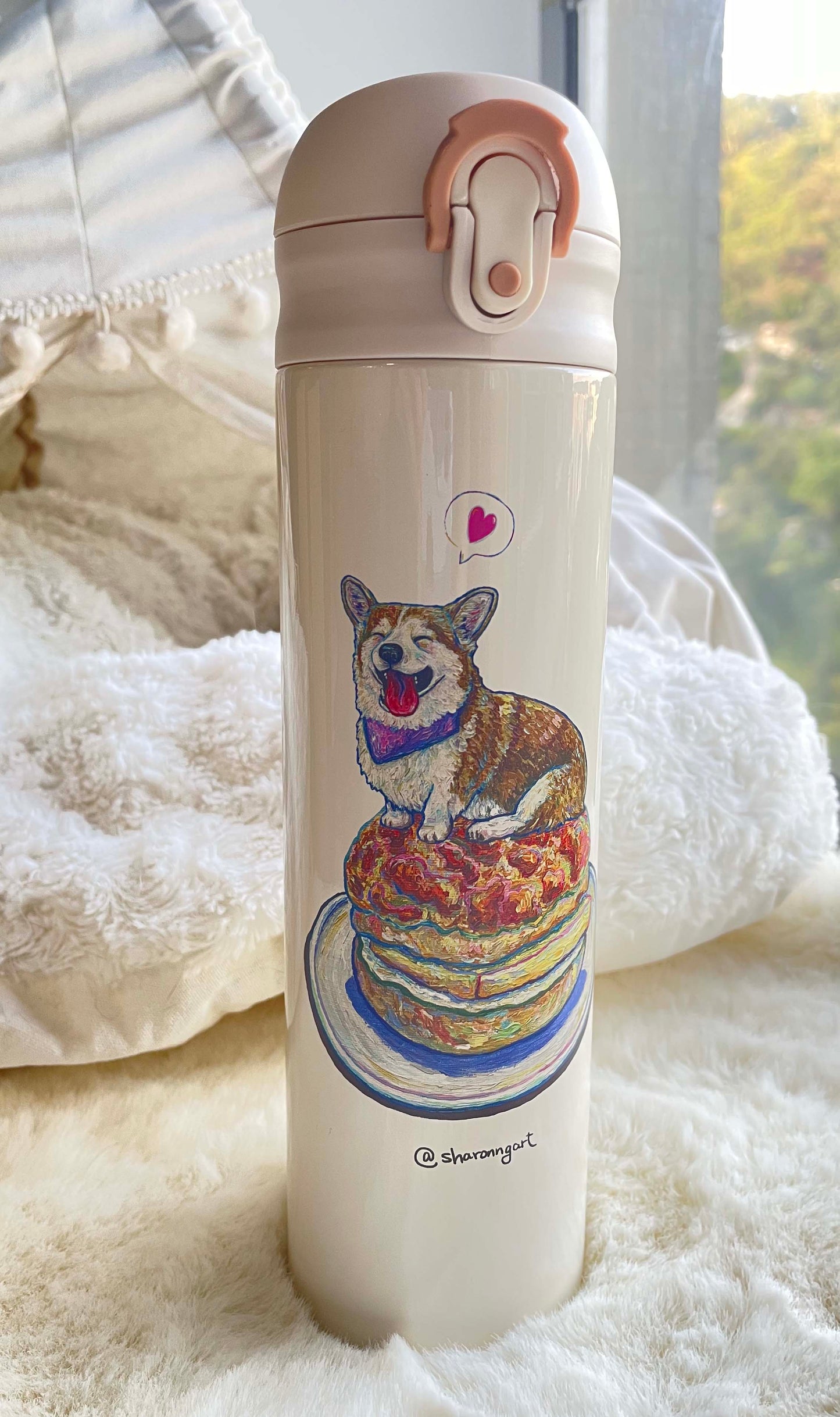 Sharonng Art 狗狗菠蘿油保溫杯