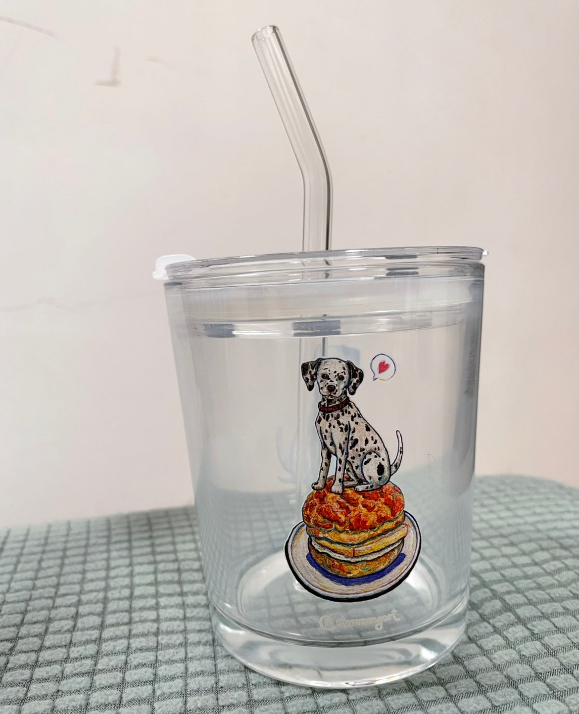 Sharonng Art 狗狗菠蘿油玻璃杯