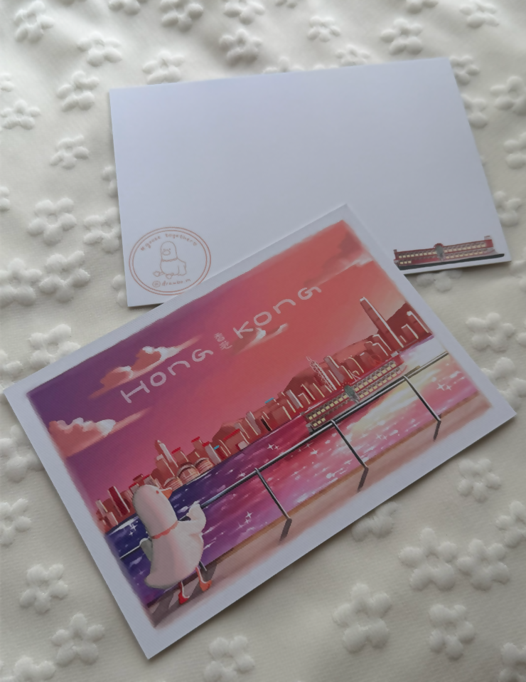 維多利亞港 sunset （Postcard)