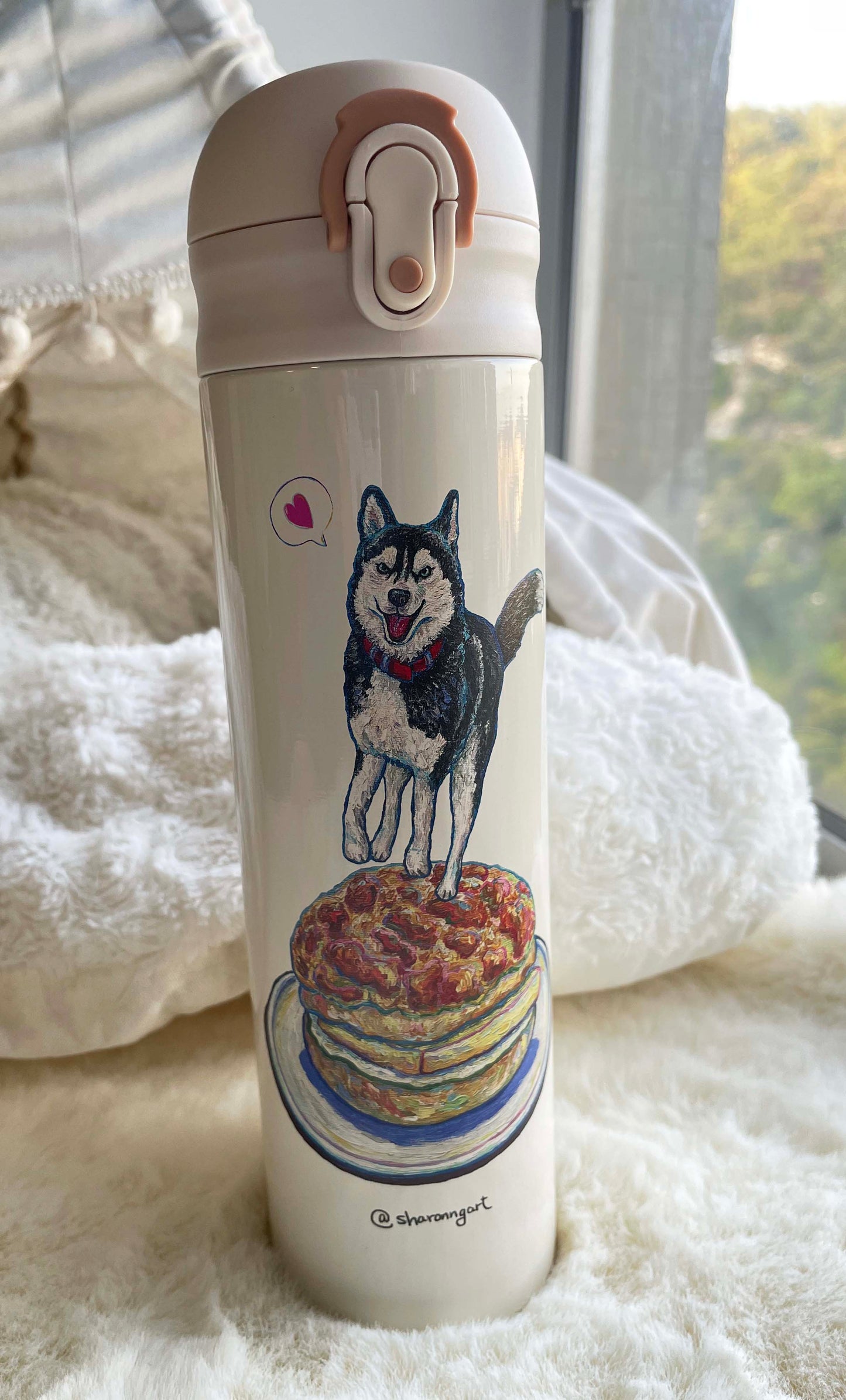 Sharonng Art 狗狗菠蘿油保溫杯