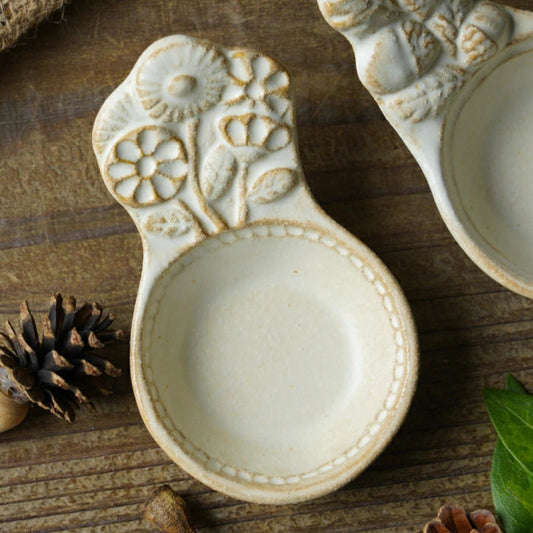 益子燒 小花造型豆皿