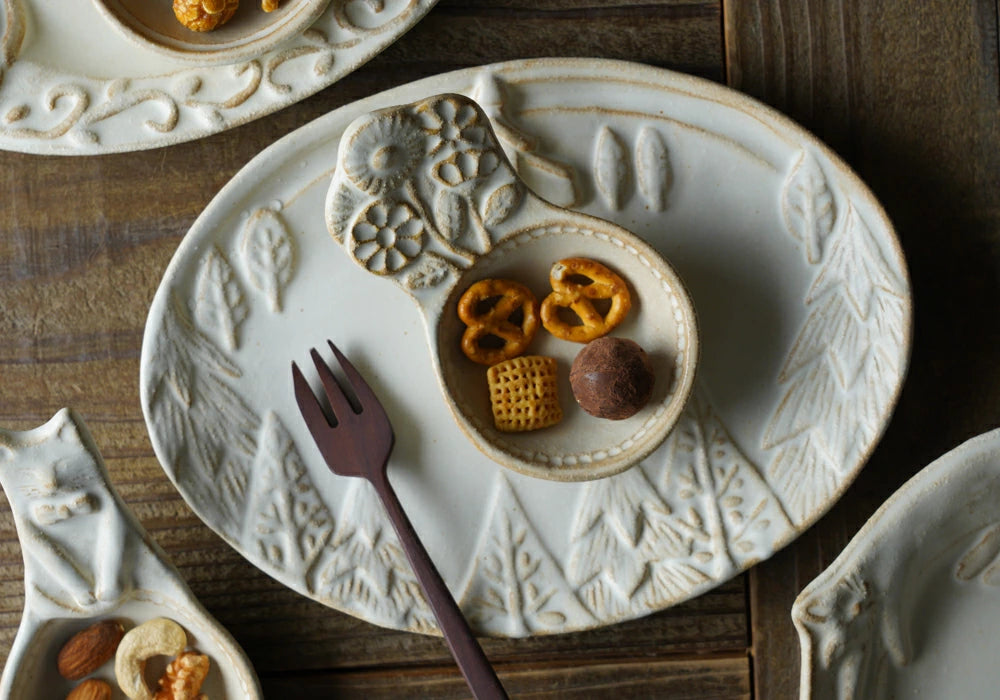 益子燒 小花造型豆皿