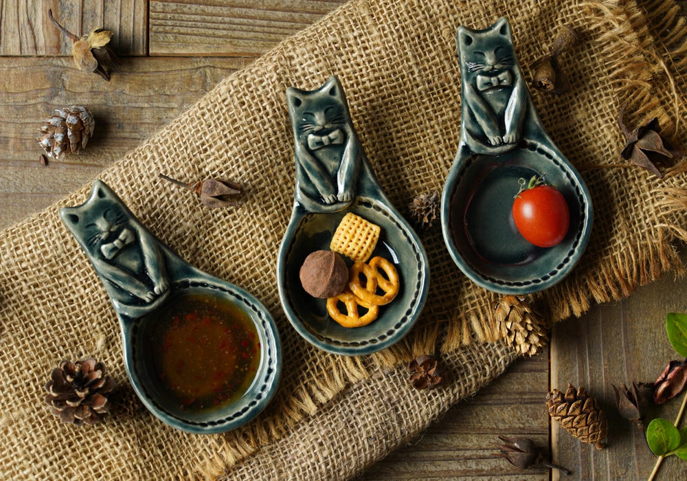 益子燒 貓咪造型豆皿