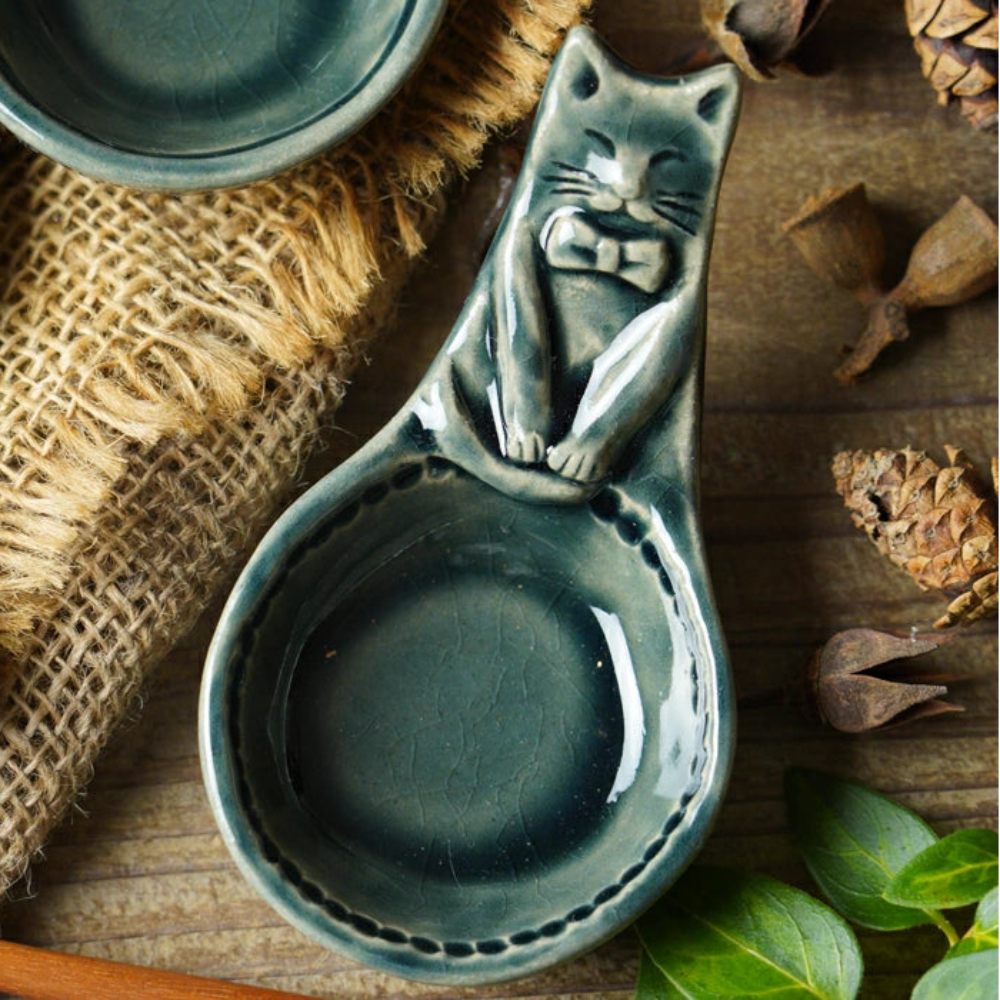 益子燒 貓咪造型豆皿