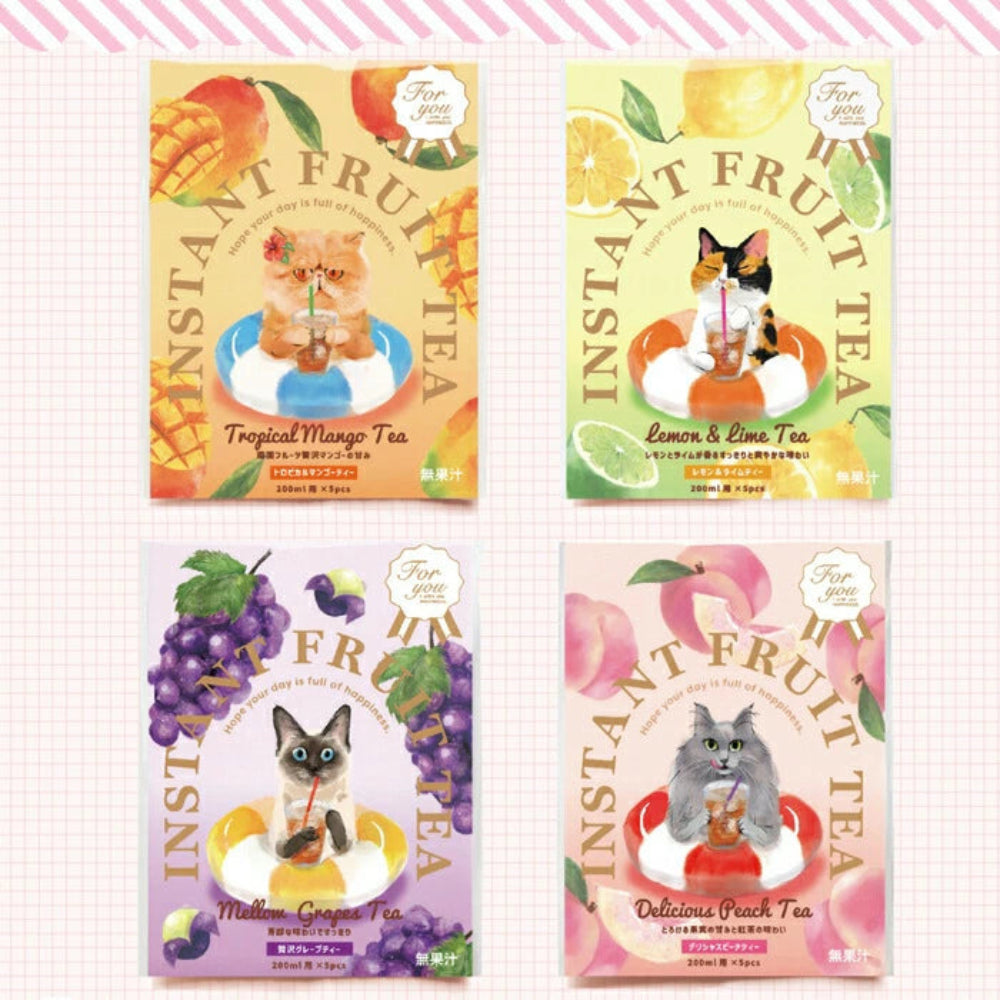 貓咪圖案即溶水果冰茶