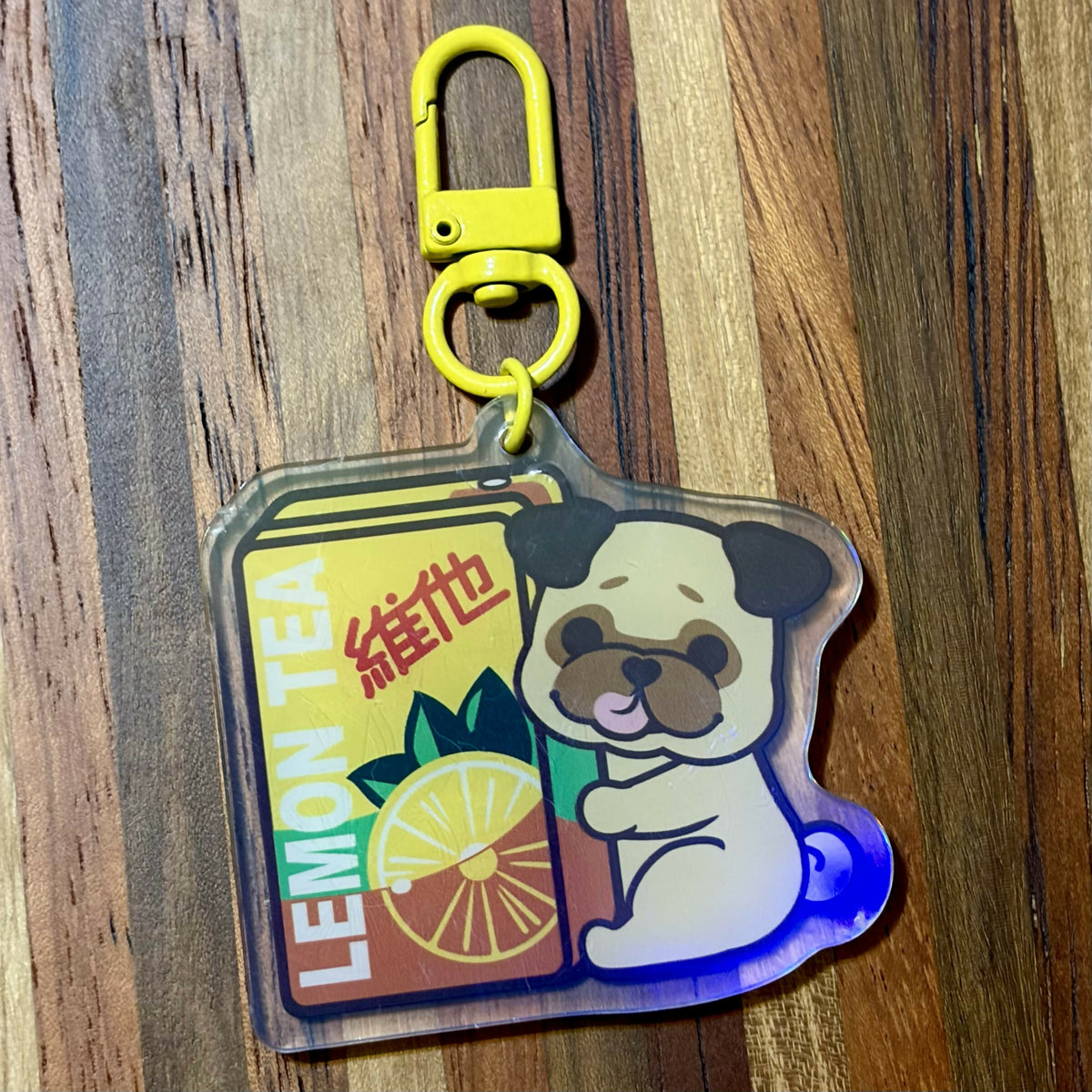 Lemon Tea Pug Keychain