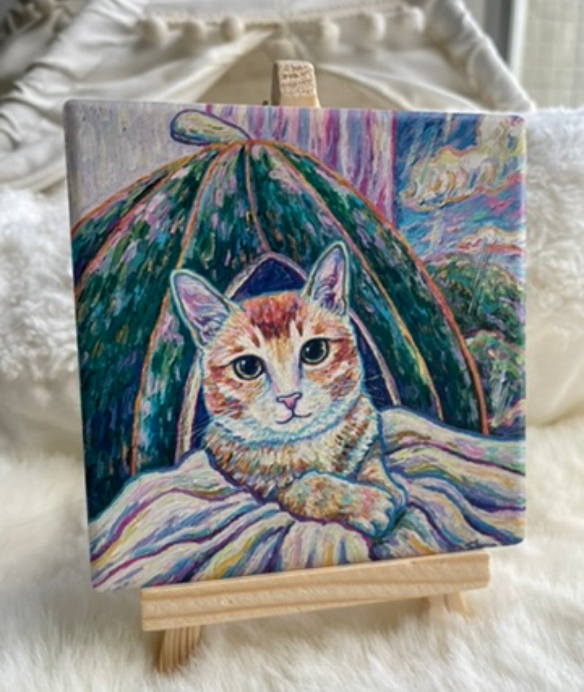 Sharonng Art 陶瓷畫杯墊(連小畫架)