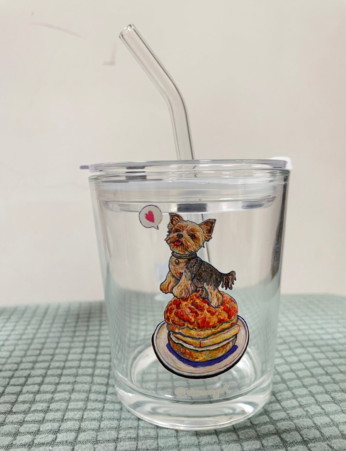 Sharonng Art 狗狗菠蘿油玻璃杯